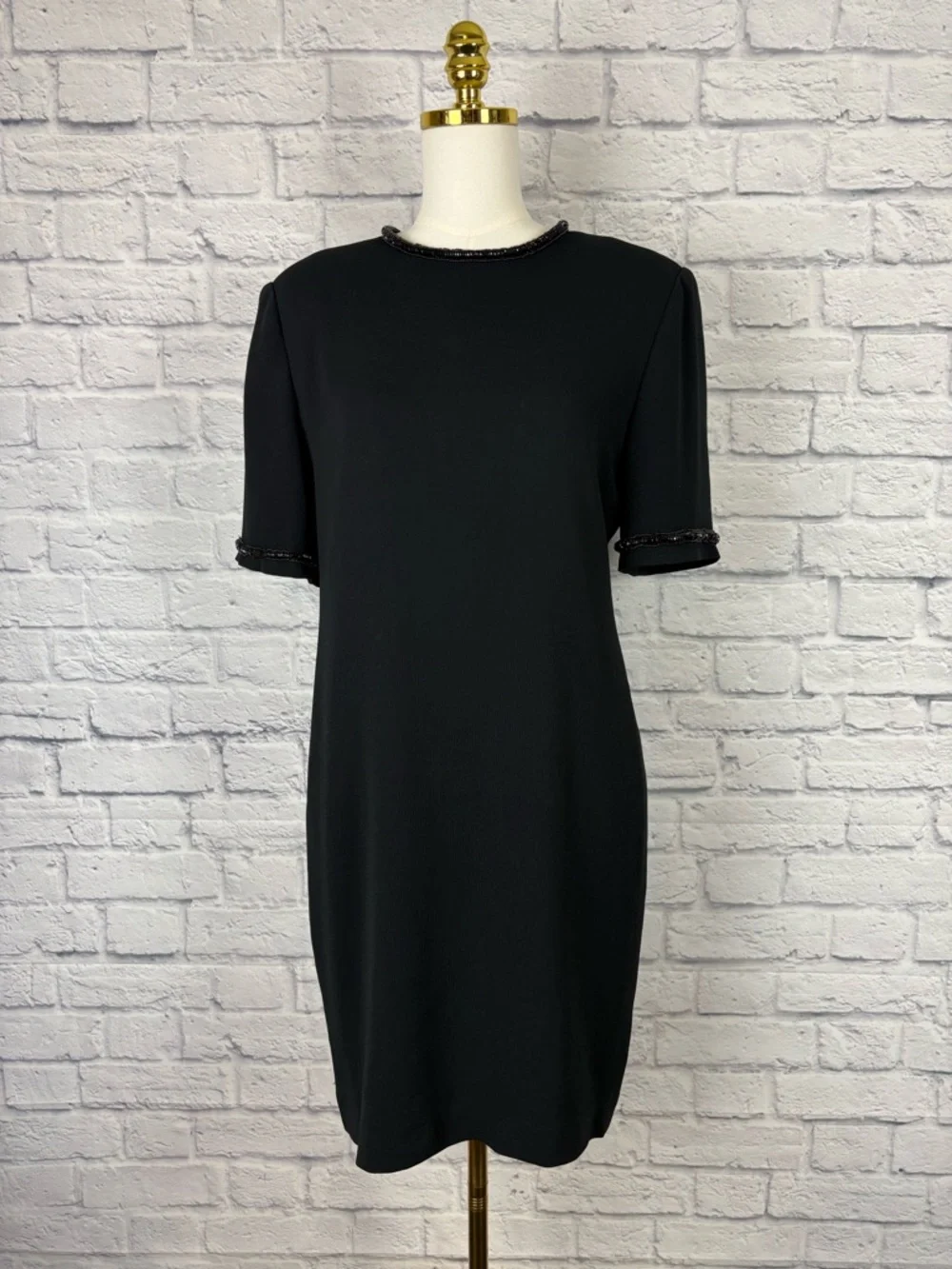 Badgley Mischka shift dress beaded Trim size 14 - Picture 2 of 7
